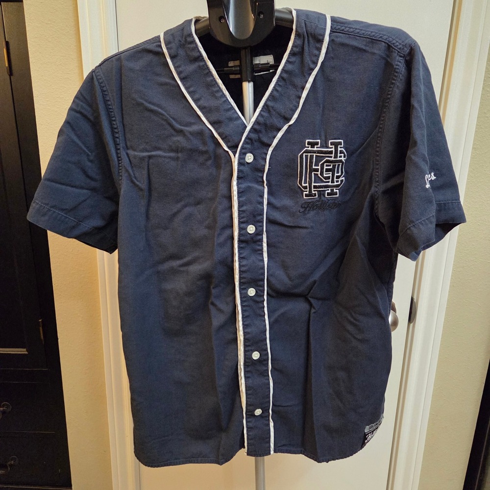 Hollister Navy Blue Baseball Jersey Shirt Embroidered Los Angeles Mens Large
